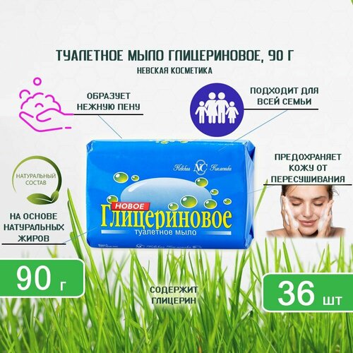 Туалетное мыло Невская Косметика Глицериновое, 90г х 36шт