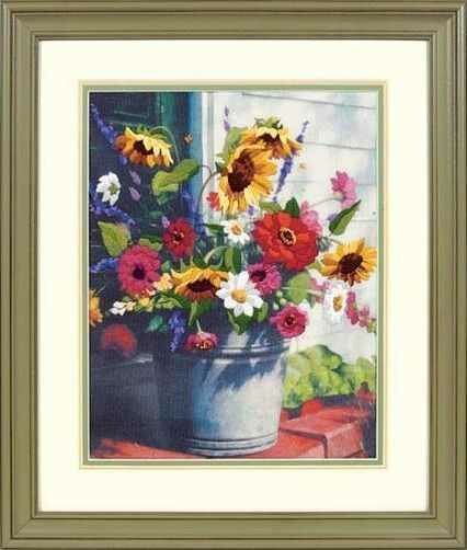 Набор для вышивания гладью "Корзина цветов", 28х36 см, 01534, Dimensions