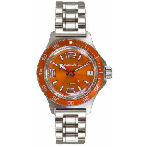 фото Наручные часы восток, серебряный, оранжевый