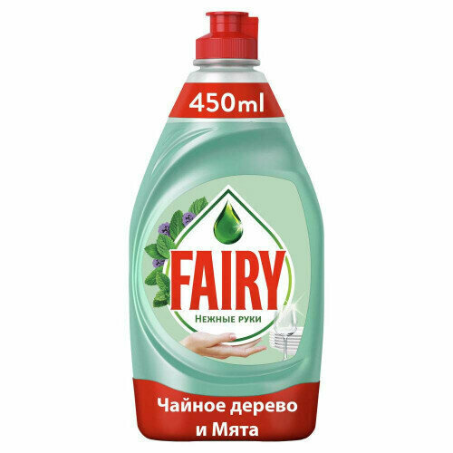 Средство для мытья посуды Fairy Нежные руки Чайное дерево и Мята 450мл Procter & Gamble - фото №2