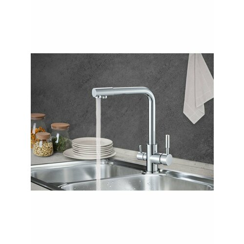 Смеситель для кухни с краном для питьевой воды Savol S-L1801 смеситель для кухни однорычажный высокий излив с краном для питьевой воды бежевый s l1699y savol