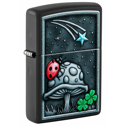 Зажигалка кремниевая Ladybug Design с покрытием Black Matte, черная, Zippo, 48724 зажигалка zippo skull design с покрытием black matte латунь сталь черная 38x13x57 мм