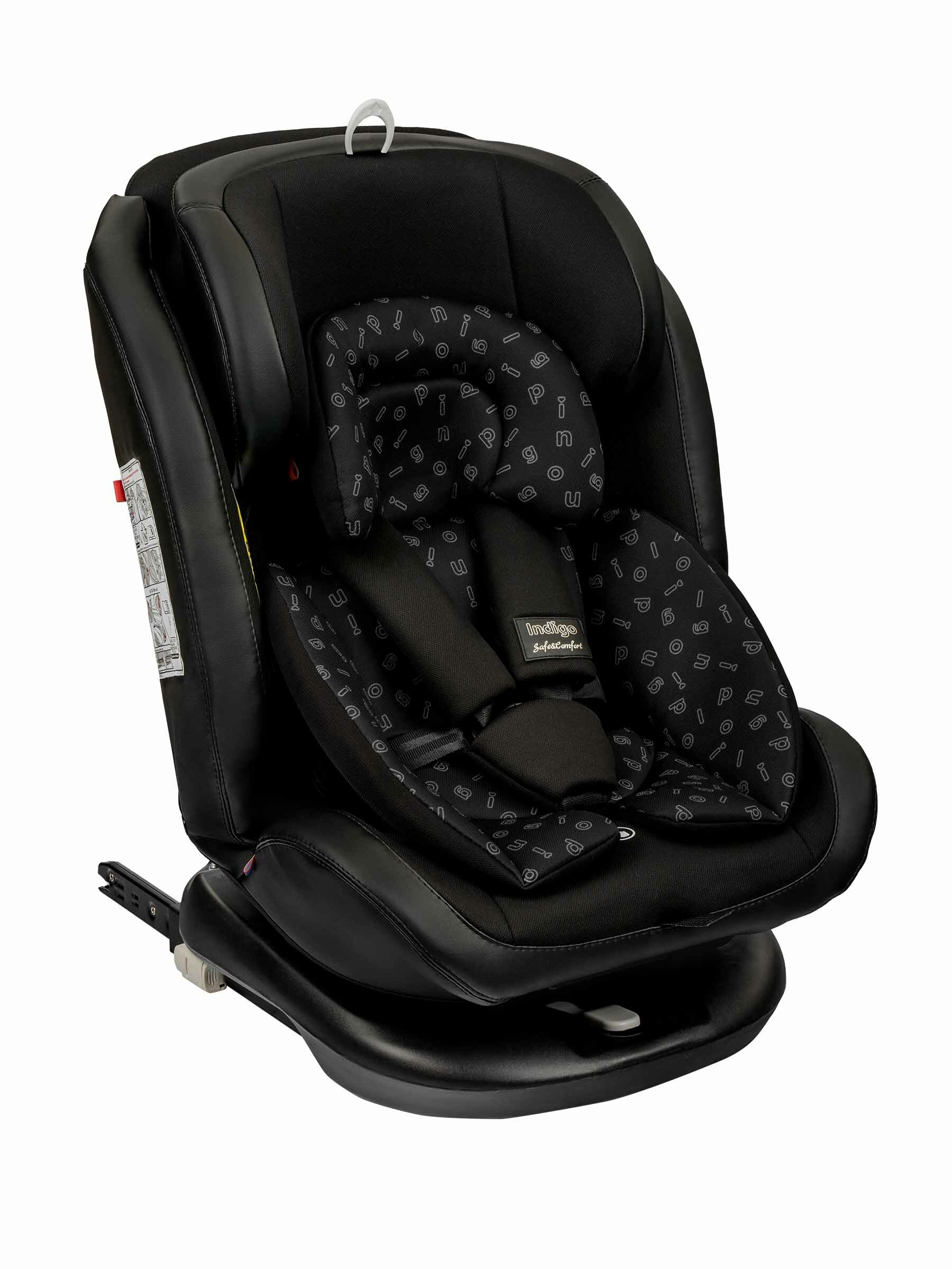 Автокресло Indigo Advanced Isofix растущее, поворотное 0-36 кг, серый, черный