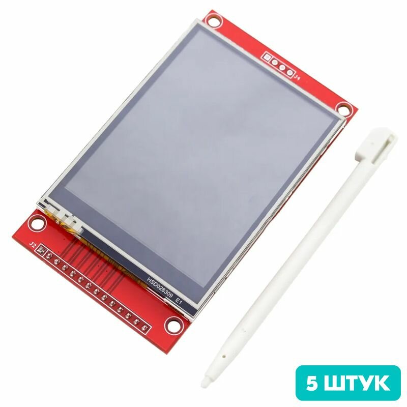 Цветной сенсорный дисплей 2.8 TFT LCD 320x240 ILI9341, SPI интерфейс (5 штук)