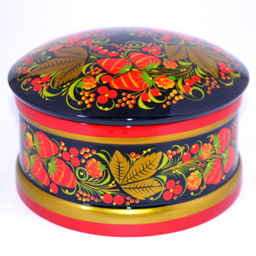 фото Универсальная ёмкость, Коробка 8х13 см, Хохломская роспись (Хохлома), ручная авторская работа