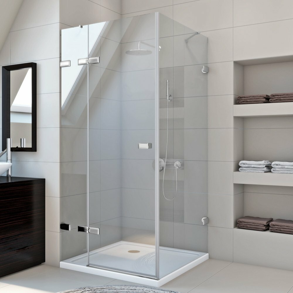 фото Душевой уголок GWMPTRSQ863-86 105x105x200 см, профиль хром матовый, цвет стекла графитовый, стекло закаленное 8 мм / 6 мм