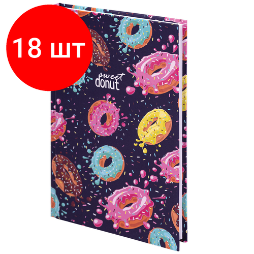 блокнот а5 134х206 мм 80 л твёрдый клетка выборочный лак brauberg kids donuts 114425 Комплект 18 шт, Блокнот А5 (134х206 мм), 80 л, твёрдый, клетка, выборочный лак, BRAUBERG KIDS, Donuts, 114425