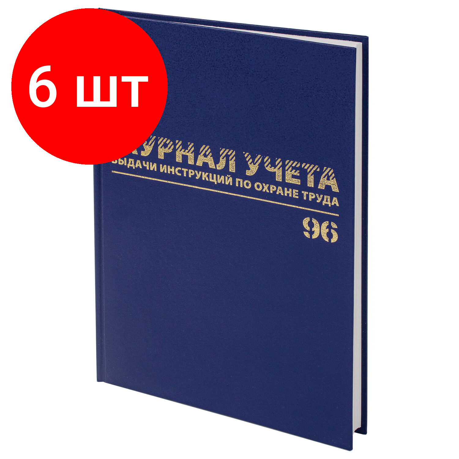 Комплект 6 шт, Журнал учёта выдачи инструкций по охране труда, 96 л., А4 200х290 мм, бумвинил, офсет, BRAUBERG, 130256