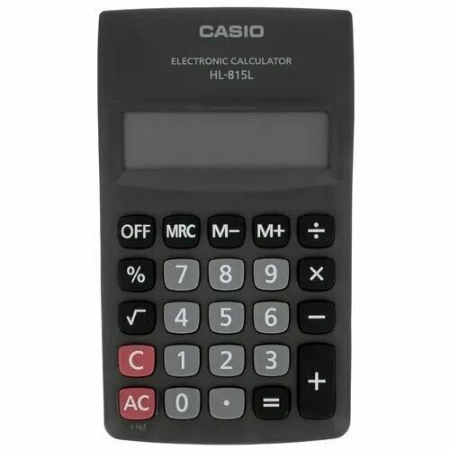 Калькулятор Casio HL-815L-BK-W-GP/Компактный карманный калькулятор с питанием от батарейки калькулятор карманный casio hl 4a w ep черный 8 разрядный