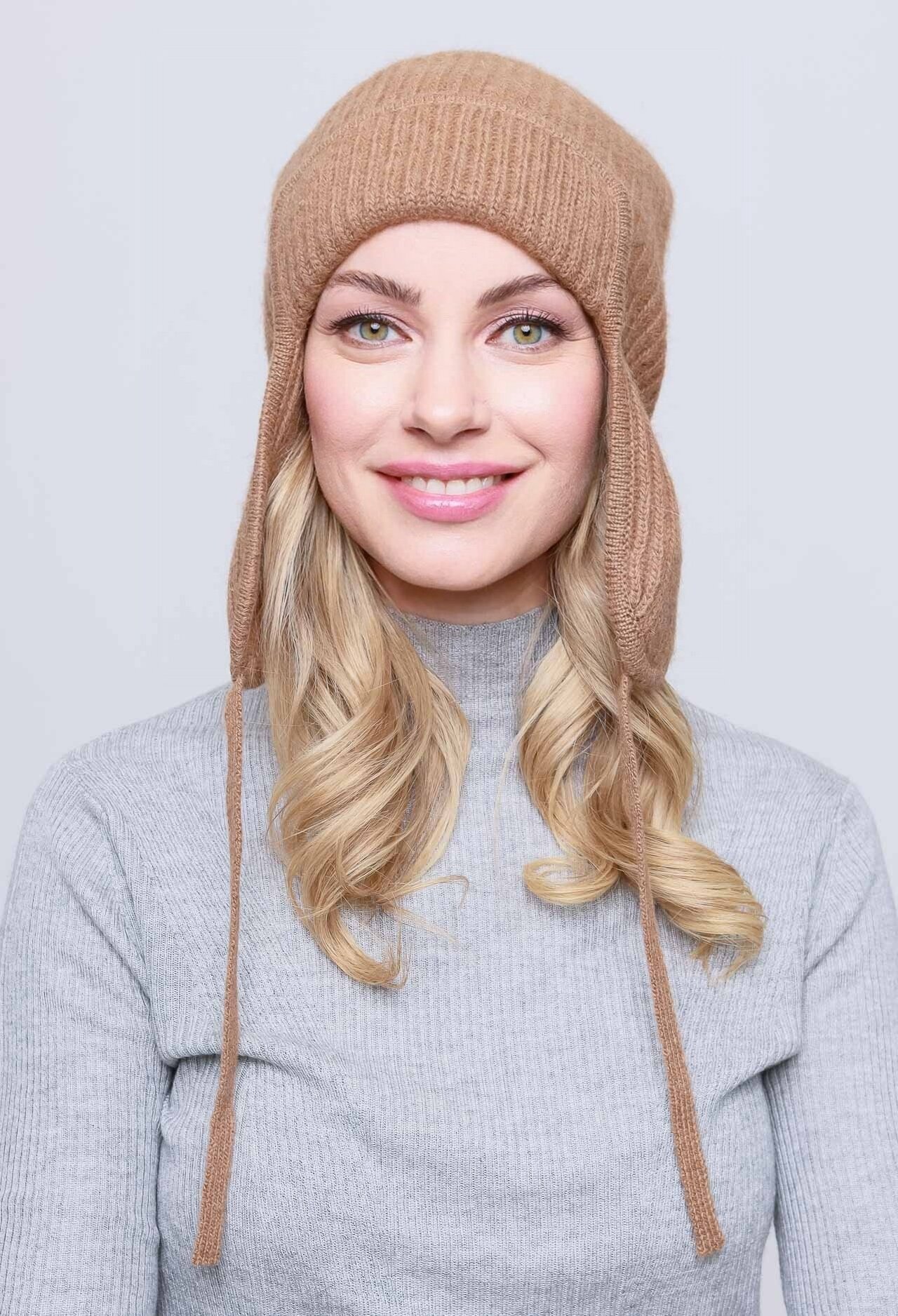Шапка-ушанка KHAN Cashmere для женщин, размер универсальный, коричневый