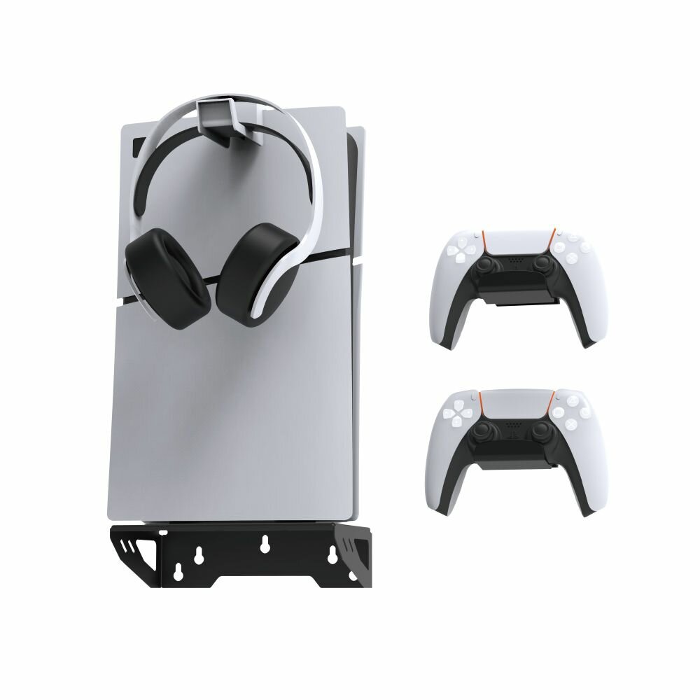 Кронштейн настенный для Sony Playstation 5 и PS5 Slim подставка кронштейн для геймпадов dualsense и наушников 3D Pulse