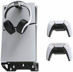 Кронштейн настенный для Sony Playstation 5 и PS5 Slim, подставка кронштейн для геймпадов dualsense и наушников 3D Pulse