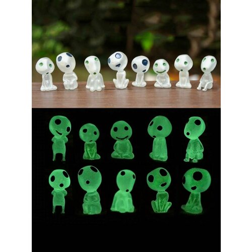 Светящиеся фигурки Кодама из аниме Принцесса Мононоке 10 шт