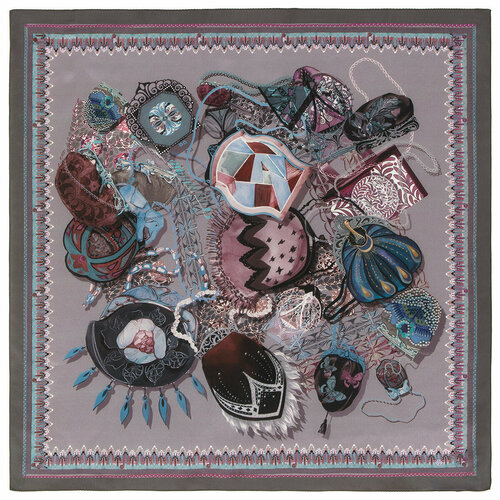 фото Платок павловопосадская платочная мануфактура,89х89 см, мультиколор, пыльная роза