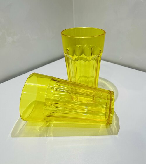 Пластиковый стакан многоразовый набор 4шт, ударопрочный, Желтый
