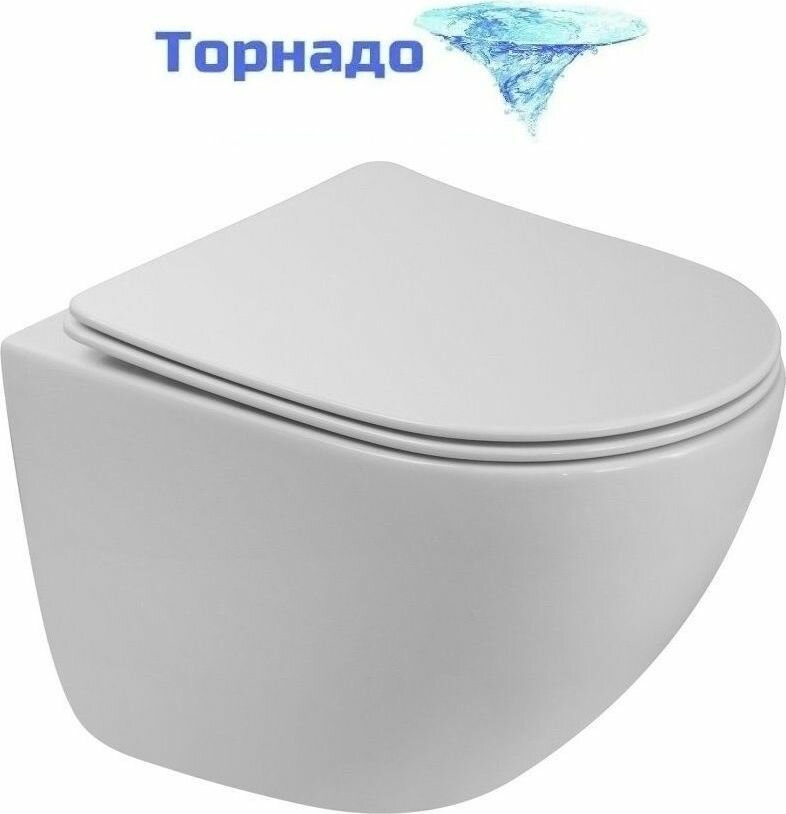 фото Унитаз подвесной безободковый BelBagno Amanda-Tor BB051CH-TOR-FC (Система смыва торнадо)