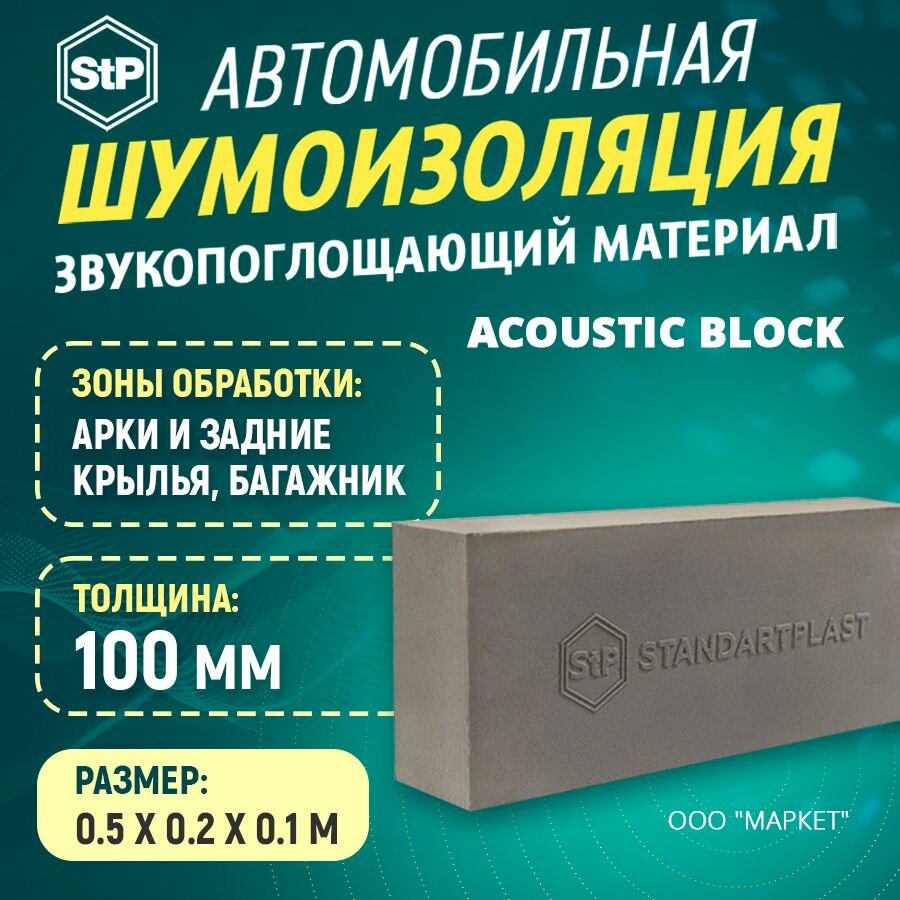 фото Шумоизоляция Звукопоглощающий материал StP Acoustic Block (50см х 20 см) 1ШТ