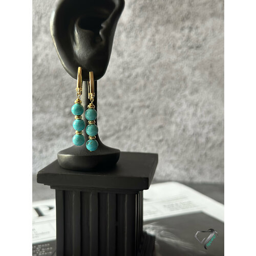 Серьги с подвесками RYKAMI, говлит, бирюзовый