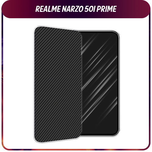 Силиконовый чехол на Realme Narzo 50i Prime / Реалми Нарзо 50i Прайм Черный карбон силиконовый чехол на realme narzo 50i prime реалми нарзо 50i прайм маленькие ромашки прозрачный