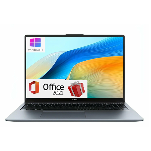 Ноутбук 16 IPS FHD HUAWEI MateBook D16 gray Core i5 12450H16Gb512Gb SSDIntel HDWin 11 PROMS Office 21 года русско-английская клавиатура корпус металл 69269₽