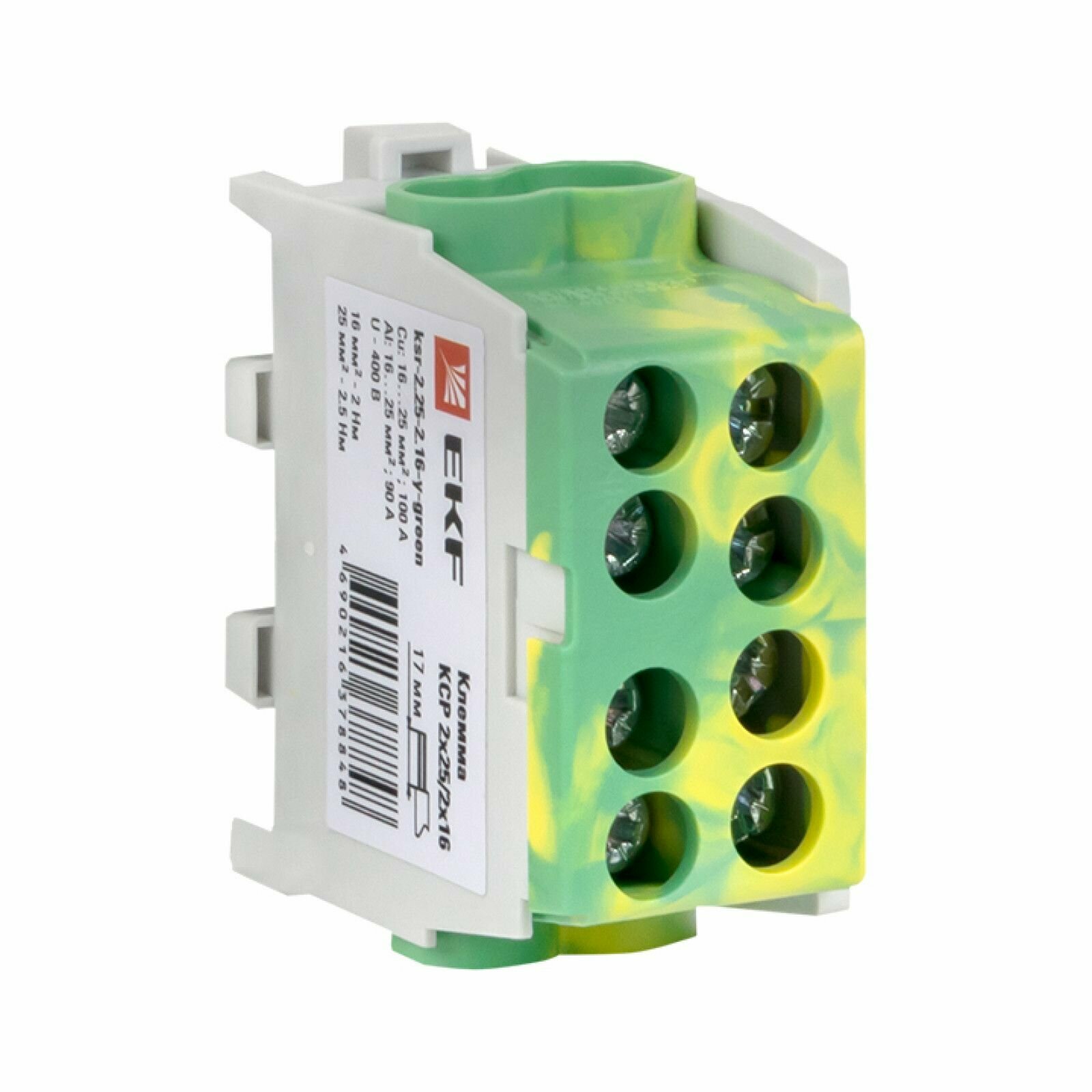 Клемма распределительная КСР с двойным винтом 2x25-2x16 желто-зеленая EKF PROxima - 1 шт