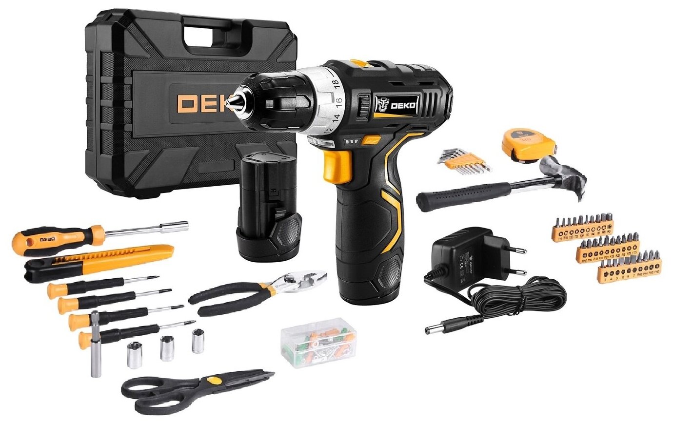Шуруповерт Deko GCD12DU3 2x12V Li-Ion + набор 104 предмета 063-4133 .