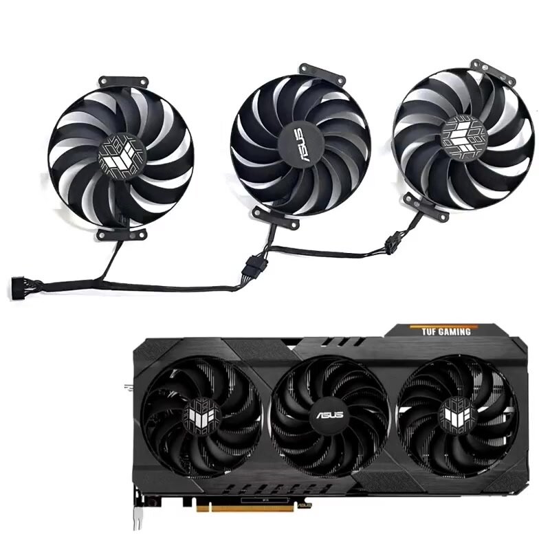 CF1010U12S, T129215SU. 95мм, 7 pin. Комплект кулеров (вентиляторов охлаждения) для видеокарт Asus TUF RX 6700 6750 6800 6900 6950 XT — фото 1