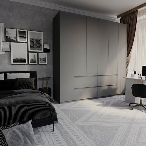 Изображение товара Шкаф распашной "Рейндж 1-1", 2100x2300x500 мм, антрацит, 6 дверей, 12 полок, для хранения