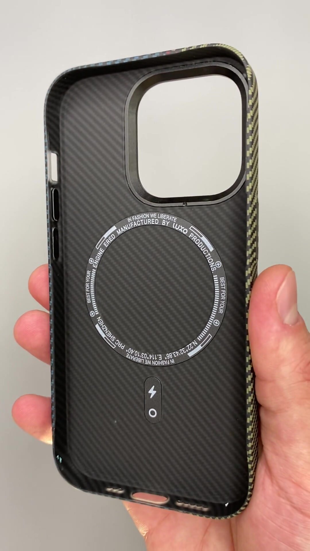 Чехол на iphone 13 Pro Max , защитный кейс LUXO на айфон 13 Про Макс под карбон , soft-touch , с рисунком — фото 1