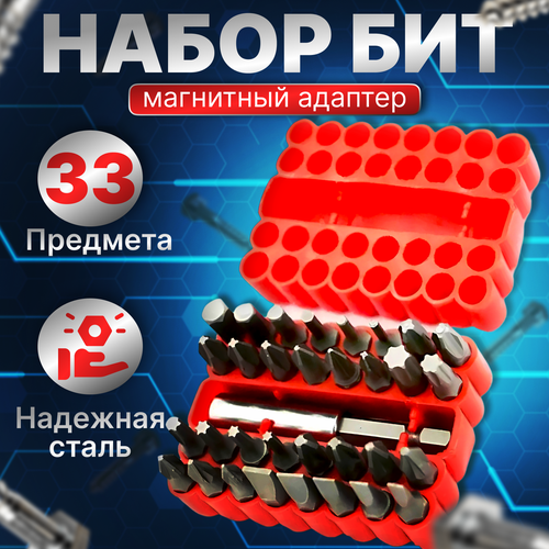 Набор бит с магнитным адаптером для дрели и шуруповерта, Saros polymer, 33 шт.