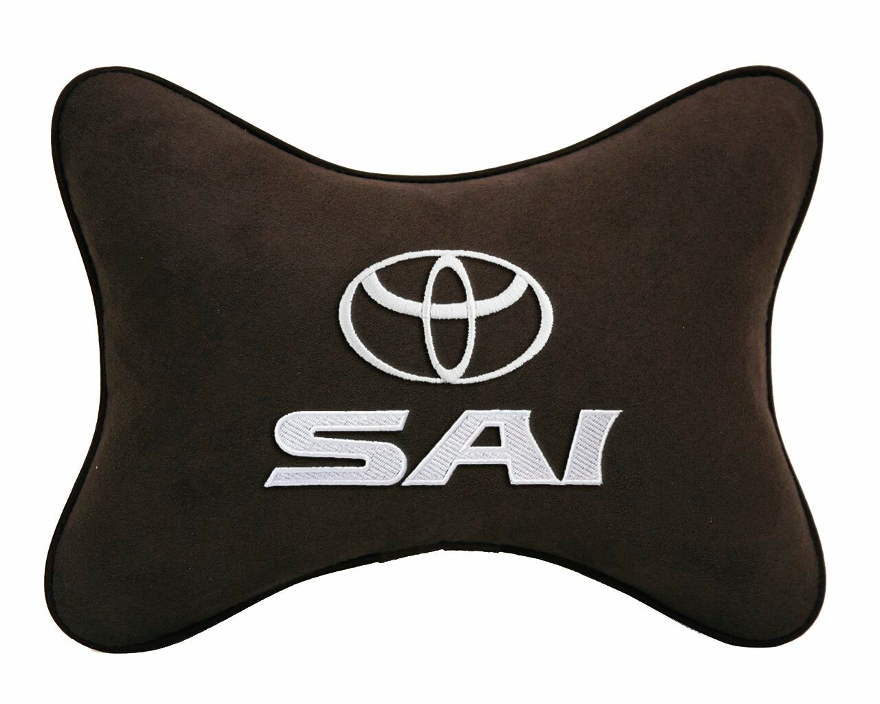 Подушка на подголовник автомобильная коричневая алькантара TOYOTA Sai