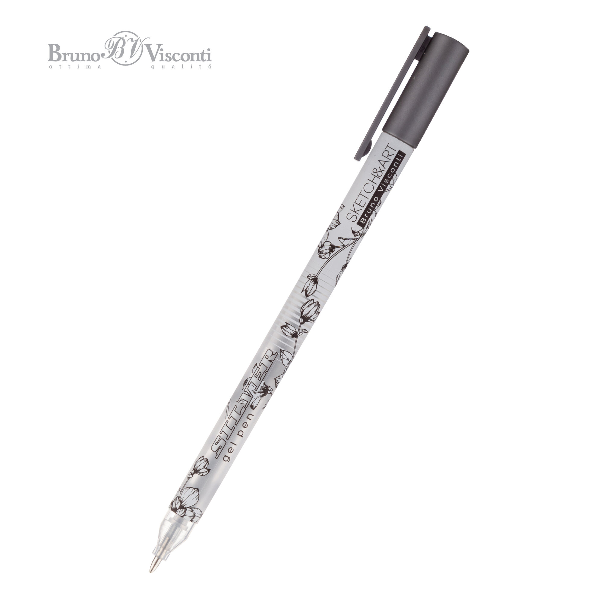 Ручка гелевая BrunoVisconti 0.8 мм, серебряный Sketch&Art "UniWrite. SILVER" Арт. 20-0312/01
