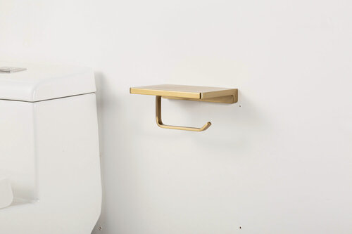 Изображение товара Держатель туалетной бумаги Gappo G30803-3 золотой сатин, с полочкой