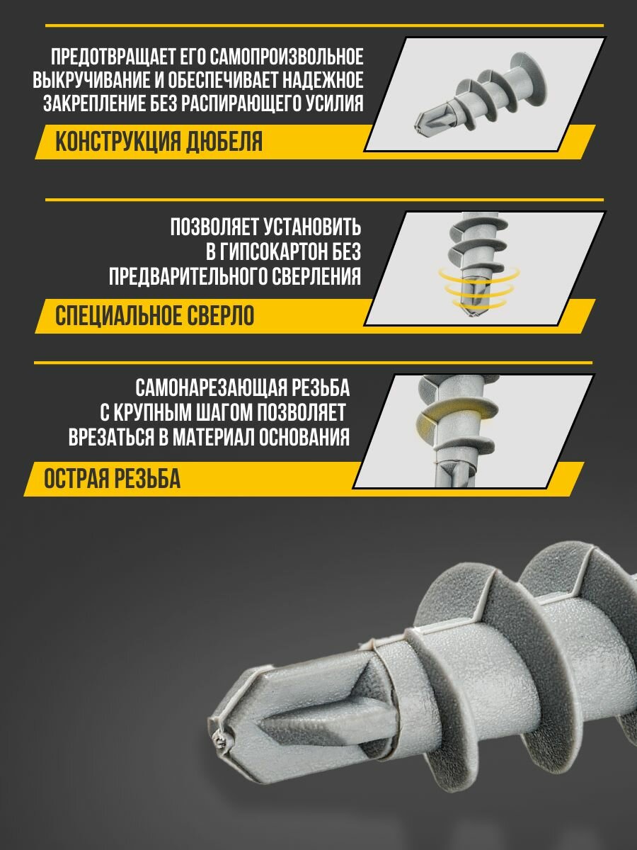 Дюбель Дрива 14х32 (25шт.) для гипсокартона, эко-пластик, Tech-Krep — фото 1
