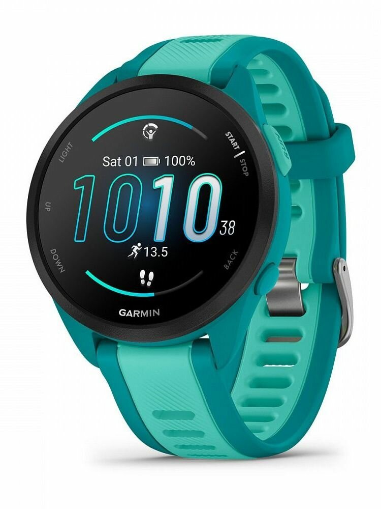 Умные часы Garmin Forerunner 165 Music, зеленый c бирюзовым ремешком (010-02863-32)