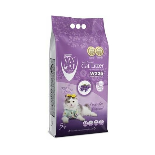 Van Cat Комкующийся наполнитель без пыли с ароматом Лаванды, пакет (Lavender)UNRI013, 10 кг