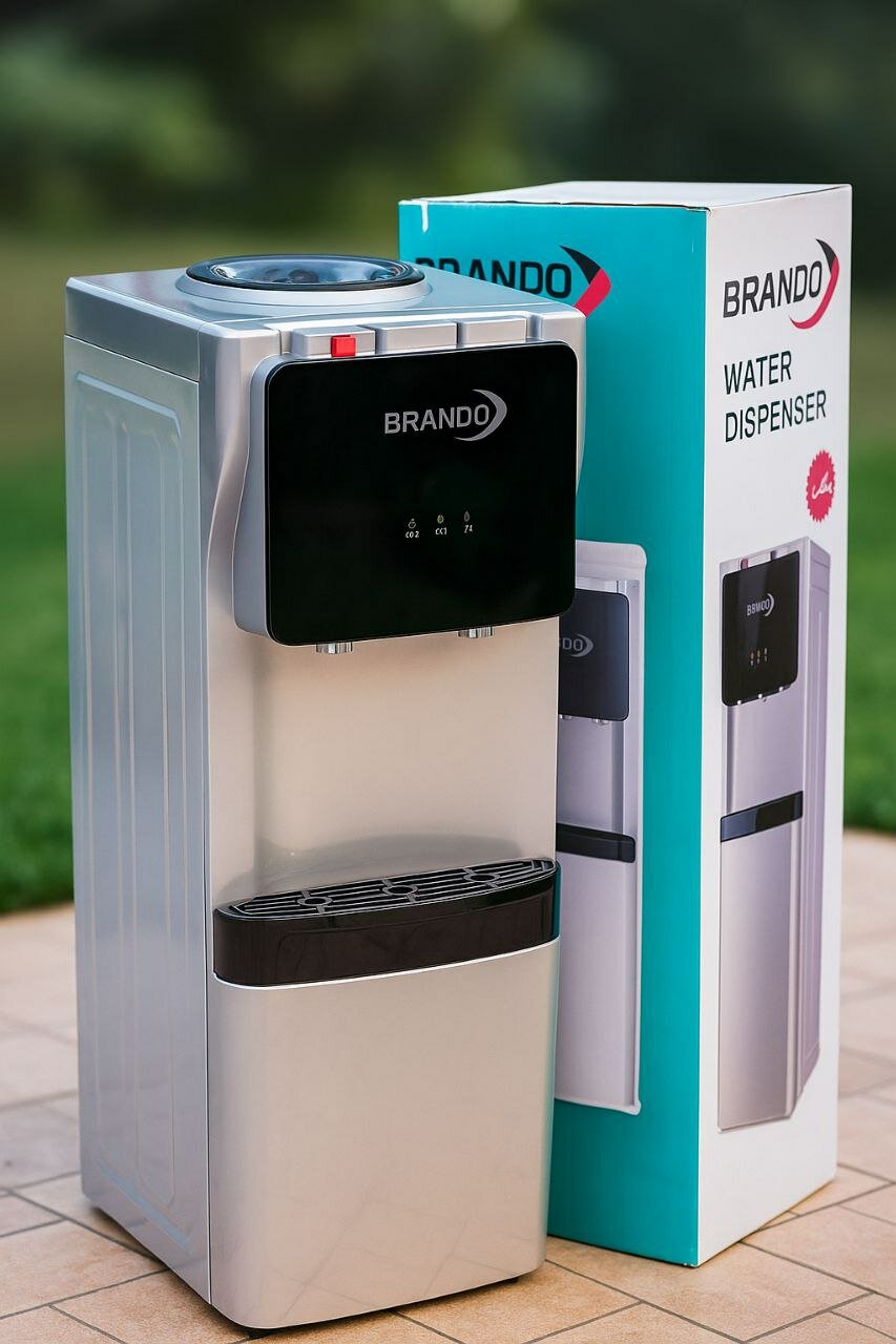 Кулер для воды Brando модель AFK-1199-1 компрессорный со шкафчиком, защита от детей, цвет: серебристый — фото 1