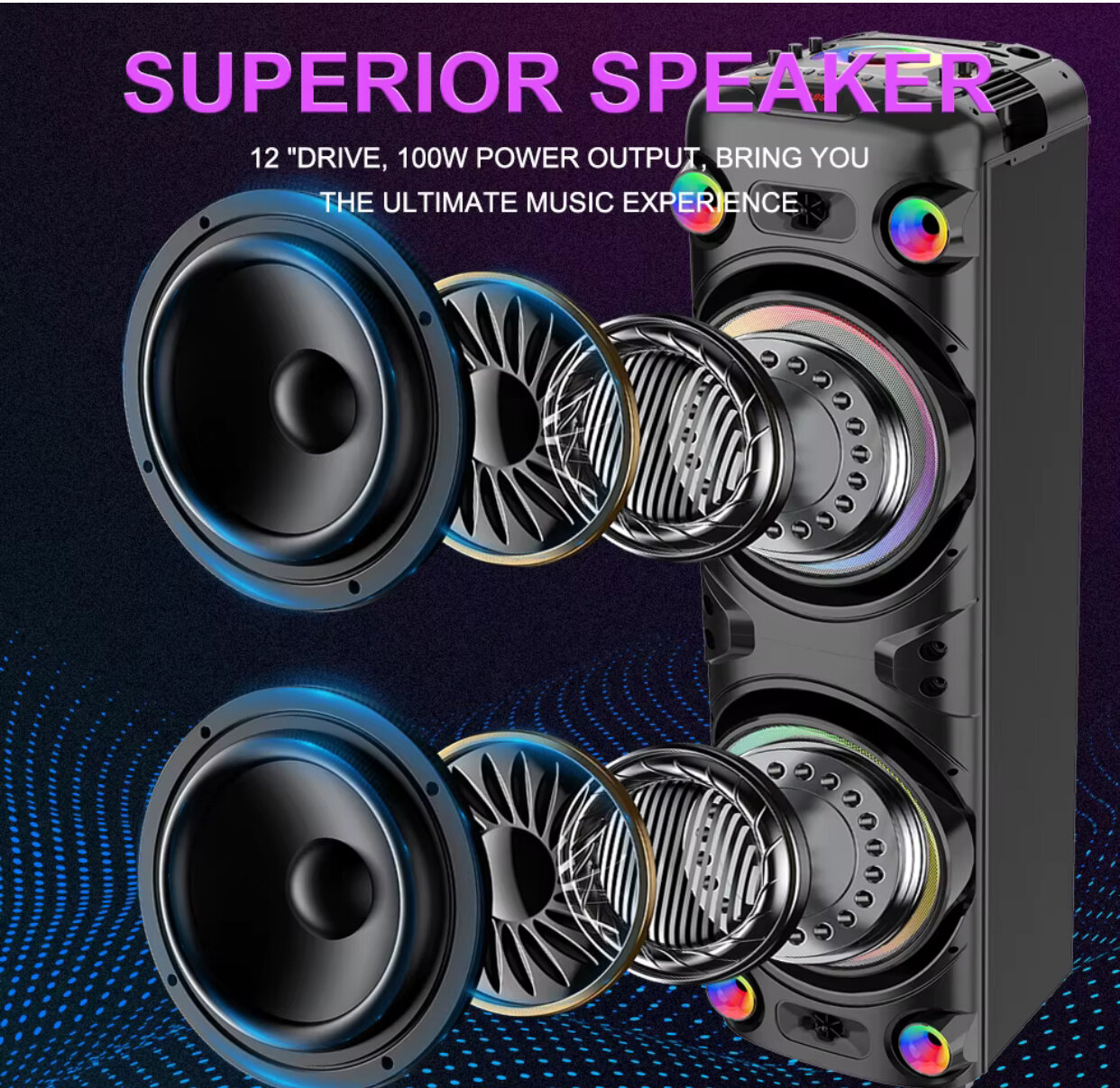 Акустическая система Super Bass, Sing-e, P.M.P.O 30000 Вт, ZQS9055