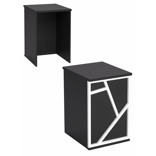 Ресепшен - стол серии лофт - альфа №2 (декор №3) чёрный + белый