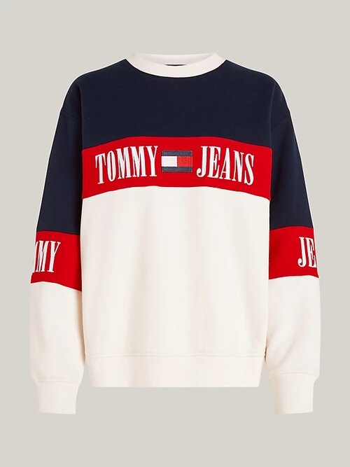 Свитшот Tommy Jeans, размер S, синий, белый