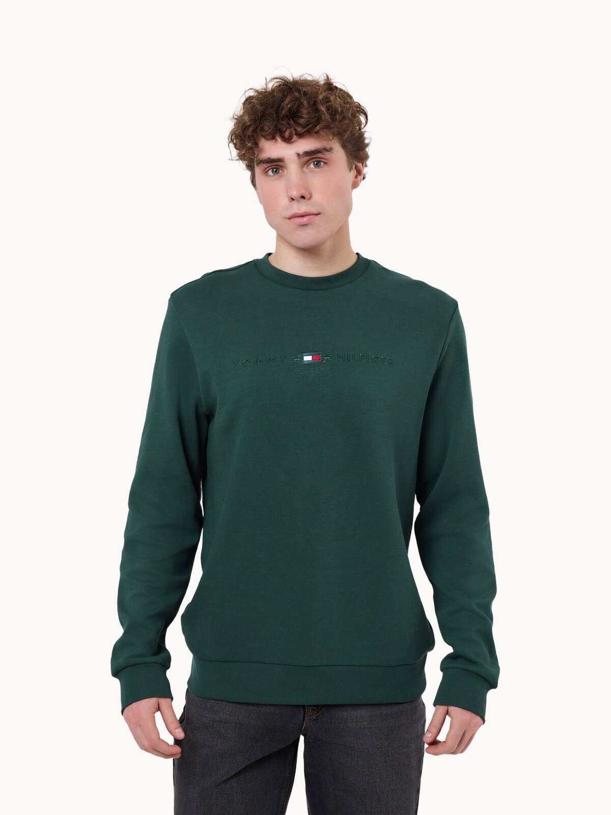 Свитшот TOMMY HILFIGER, размер M, , темно-зеленый