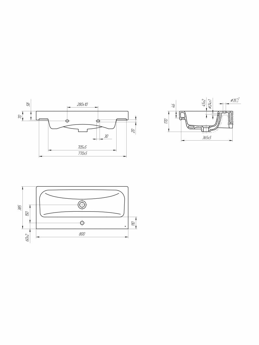 Раковина накладная, на тумбу Cersanit MODUO 80 SLIM S-UM-MOD80SL/1 - фотография № 11