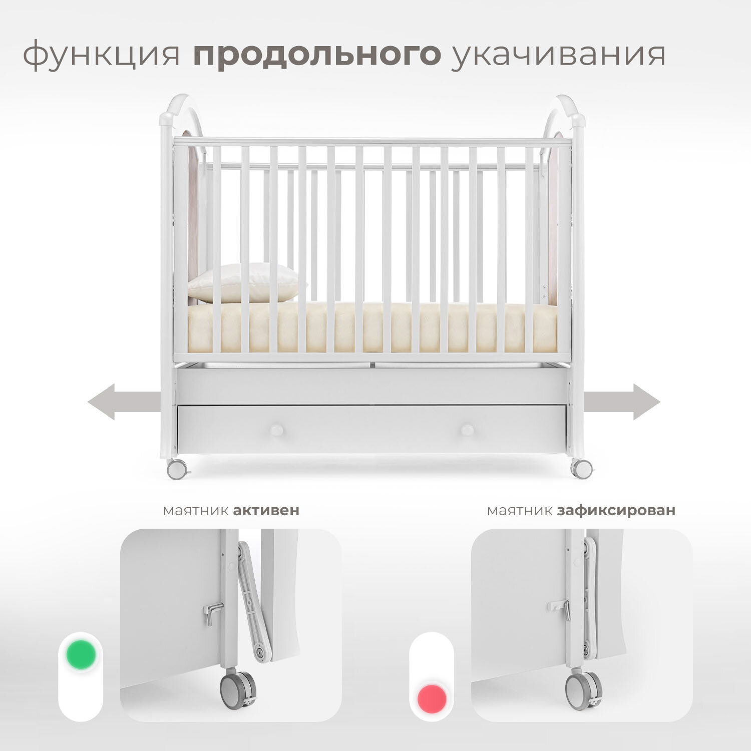 Детская кроватка Nuovita Grazia swing продольный маятник (Bianco/Белый) — фото 1