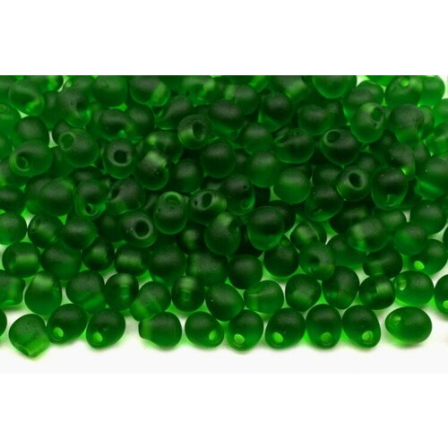 Бисер MIYUKI Drops 3,4мм #0146F зеленый, матовый прозрачный, 10 грамм