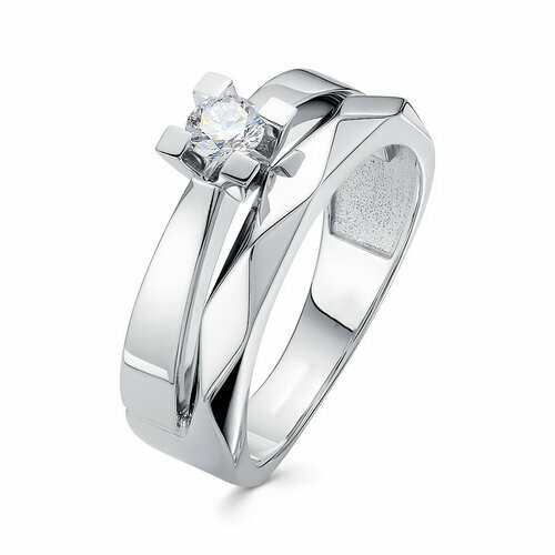 Кольцо Brilliant Style, белое золото, 585 проба, бриллиант, размер 17.5, белый