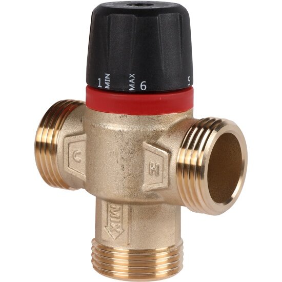 Термостатический смесительный клапан Rommer для систем отопления и ГВС 1 НР 30-65°С KV 2,3 (центральное смешивание)