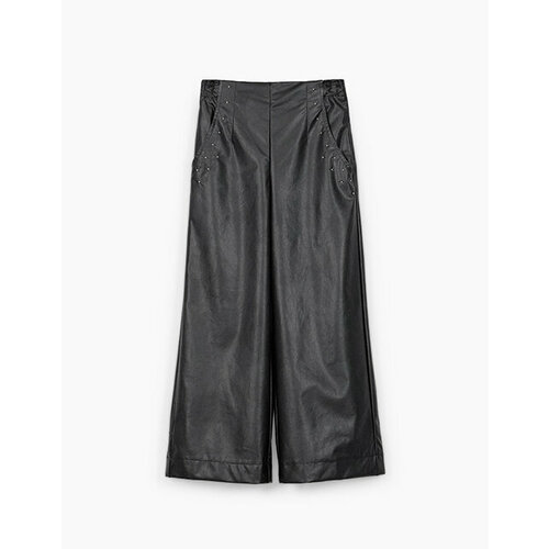 фото Школьные брюки палаццо bell bimbo, нарядный стиль, карманы, размер 134, черный