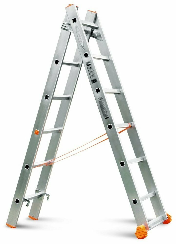 фото Двухсекционня Алюминиевая Лестница Эйфель Дл 82 Классик 2Х6