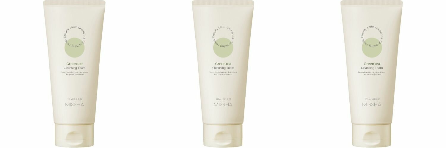 Missha Пенка для умывания Creamy Latte Green Tea, с зеленым чаем, 172 мл, 3 шт