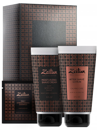 Подарочный набор Zeitun Идеальная гладкость (крем для бритья, лосьон п/бритья, шампунь)